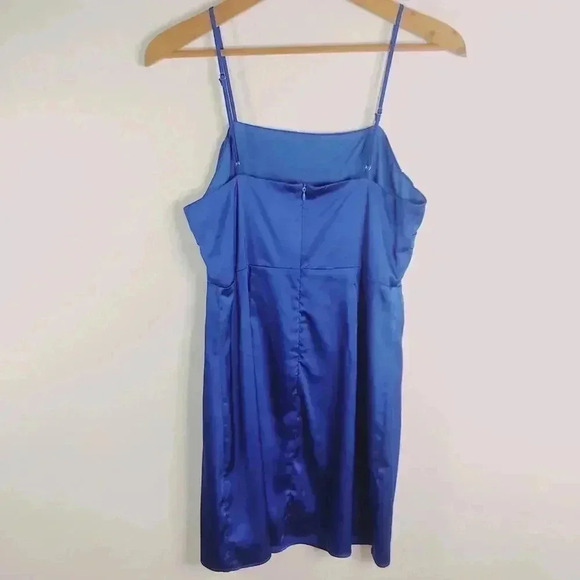 Aqua Electric Blue Satin Mini Dress Formal Cocktail Prom Women's Size M - Picture 5 of 10